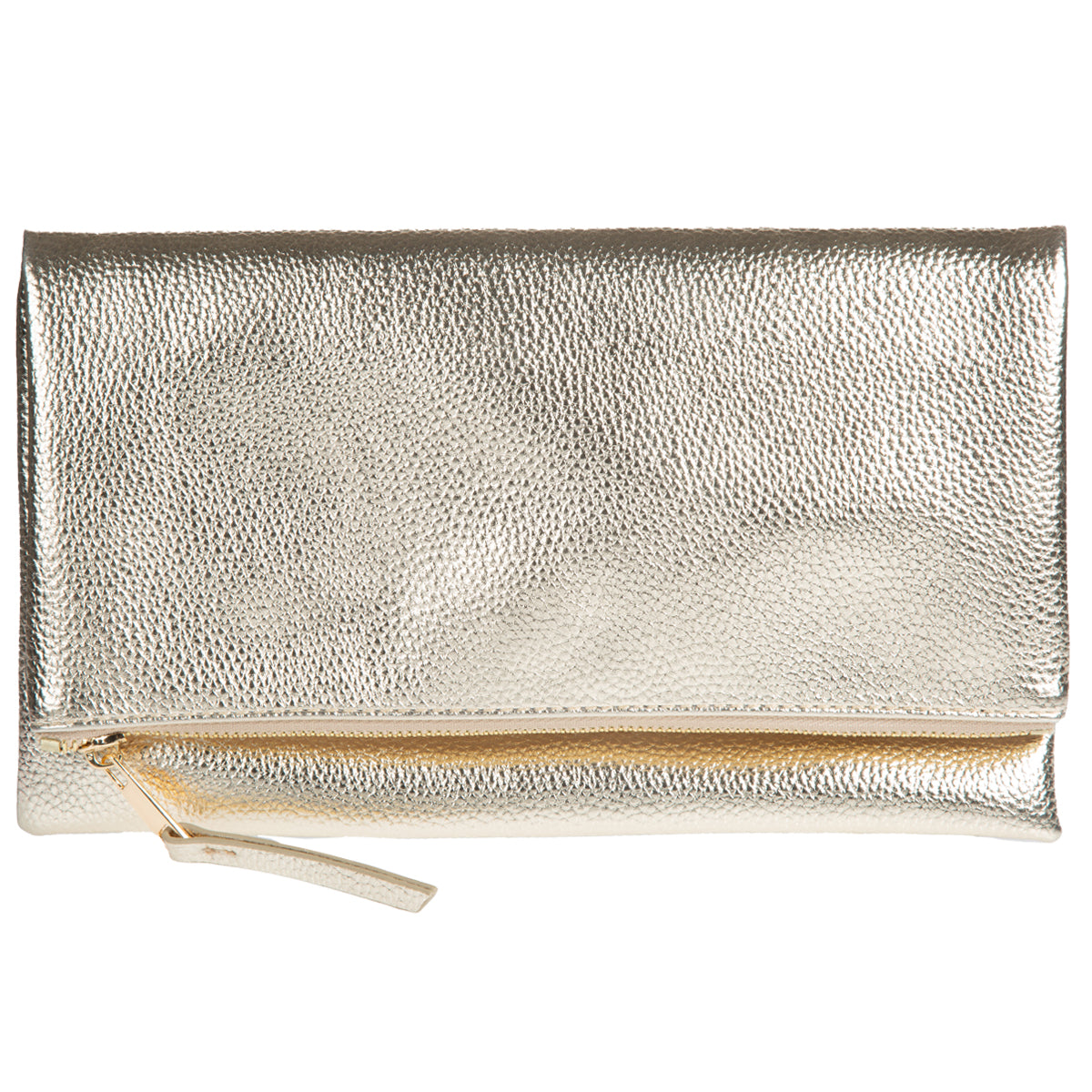 Women's Vegan Leather Zipper Foldover Clutch Purse with Tassel