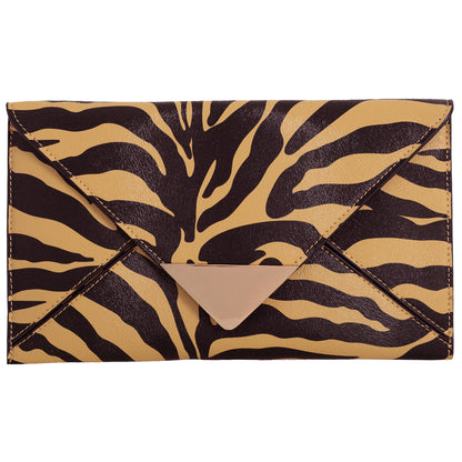 Synthetic Leather Zebra Print Envelope Clutch