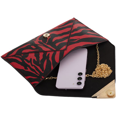 Synthetic Leather Zebra Print Envelope Clutch