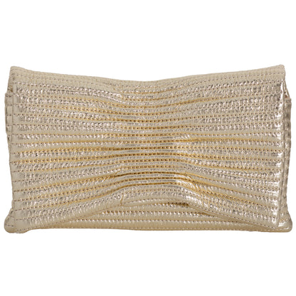 Faux Leather Quilted Envelope Clutch