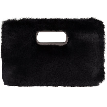 Faux Fur Top Handle Clutch Purse