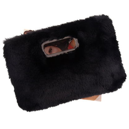 Faux Fur Top Handle Clutch Purse