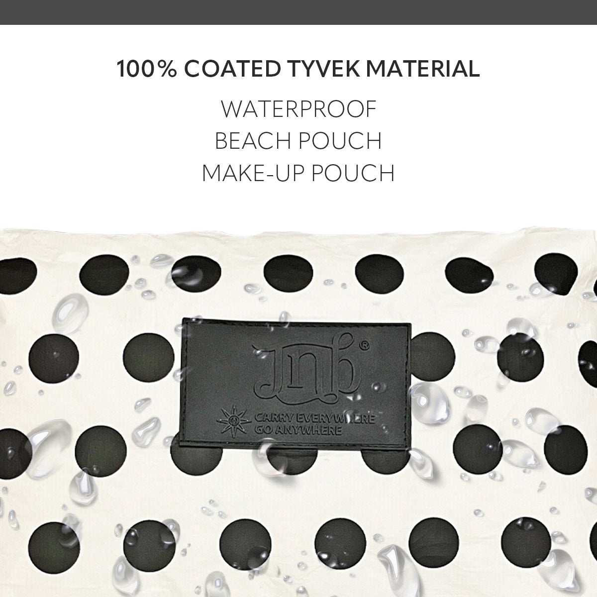 100% Coated Tyvek Material Polka Dot Beach Pouch, Waterproof Pouch for Beach, Make-up, Wet Dry Bag, Clutch