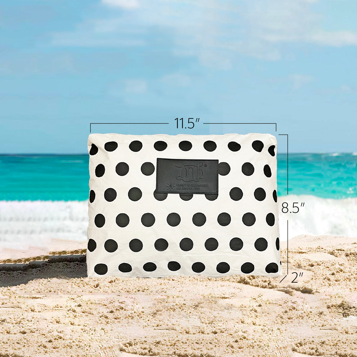 100% Coated Tyvek Material Polka Dot Beach Pouch, Waterproof Pouch for Beach, Make-up, Wet Dry Bag, Clutch