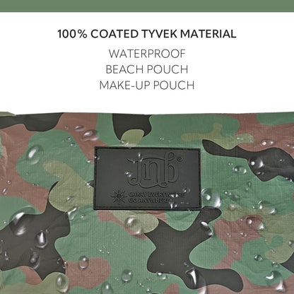 100% Coated Tyvek Material Camouflage Design Beach Pouch, Waterproof Pouch for Beach, Makeup Pouch, Wet Dry Bag,Clutch