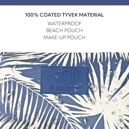 100% Coated Tyvek Material Palm Leaves Design Beach Pouch, Waterproof Pouch for Beach, Makeup Pouch, Wet Dry Bag,Clutch