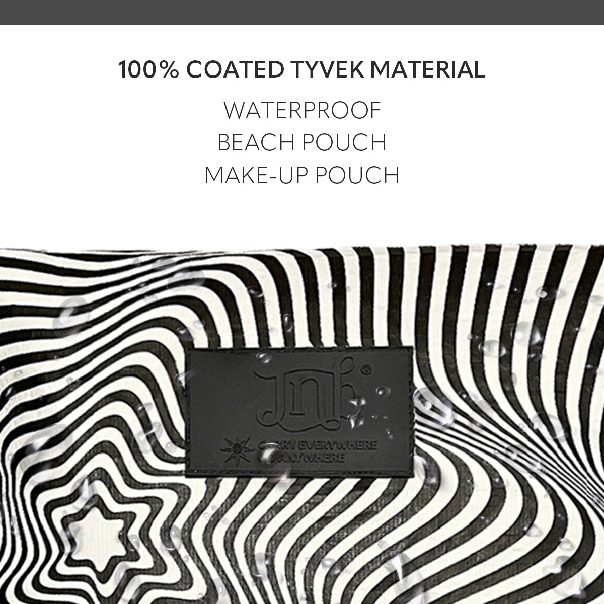 100% Coated Tyvek Material Geometric Design Beach Pouch, Waterproof Pouch for Beach, Makeup Pouch, Wet Dry Bag,Clutch