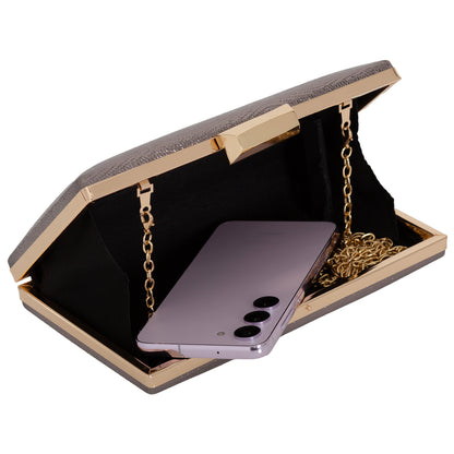 Women's Merallic Material Hard Case Evening Party Clutch