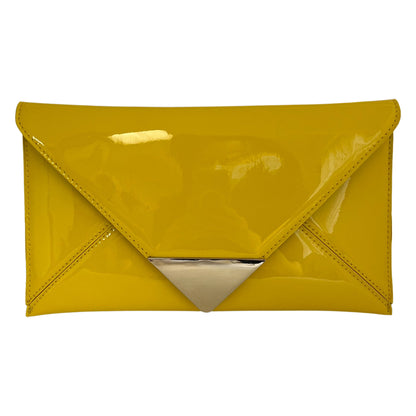 Faux Patent Leather Glossy Envelope Clutch