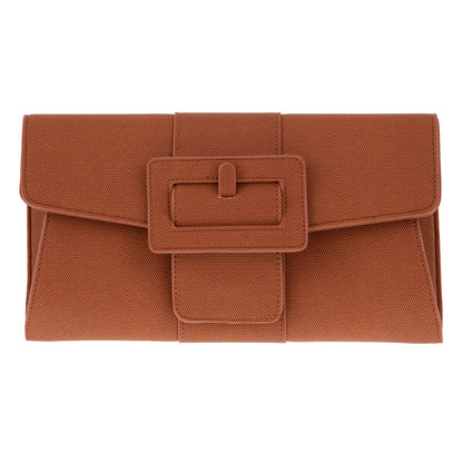 Synthetic Leather Belted Envelope Clutch