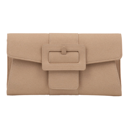 Synthetic Leather Belted Envelope Clutch