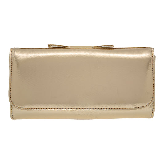 Women's Crushed Metallic Clutch With Bow