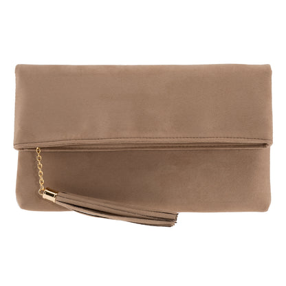 Faux Micro Suede Foldover Clutch