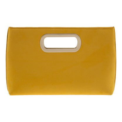 Top Handle Faux Suede Clutch