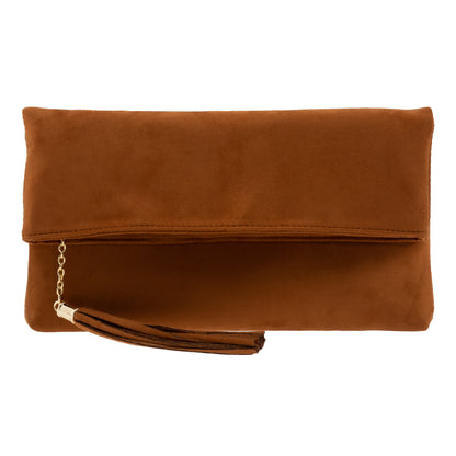 Faux Micro Suede Foldover Clutch