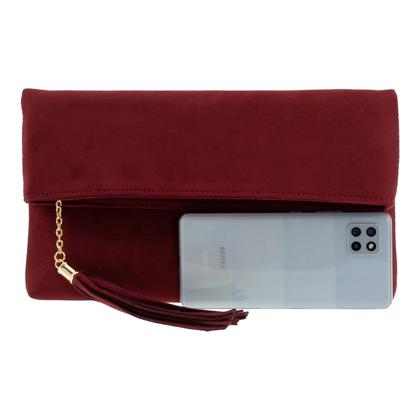 Faux Micro Suede Foldover Clutch