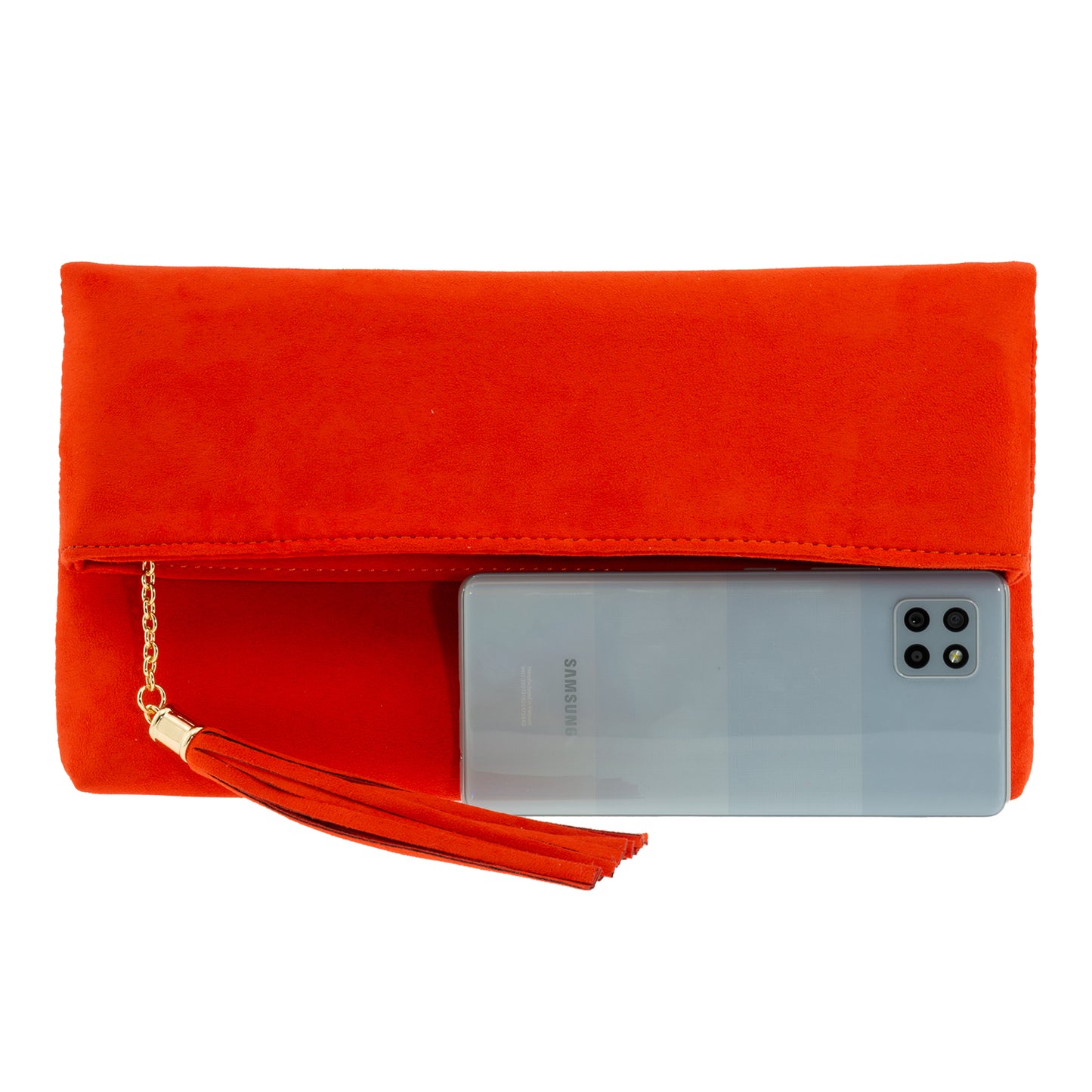 Faux Micro Suede Foldover Clutch