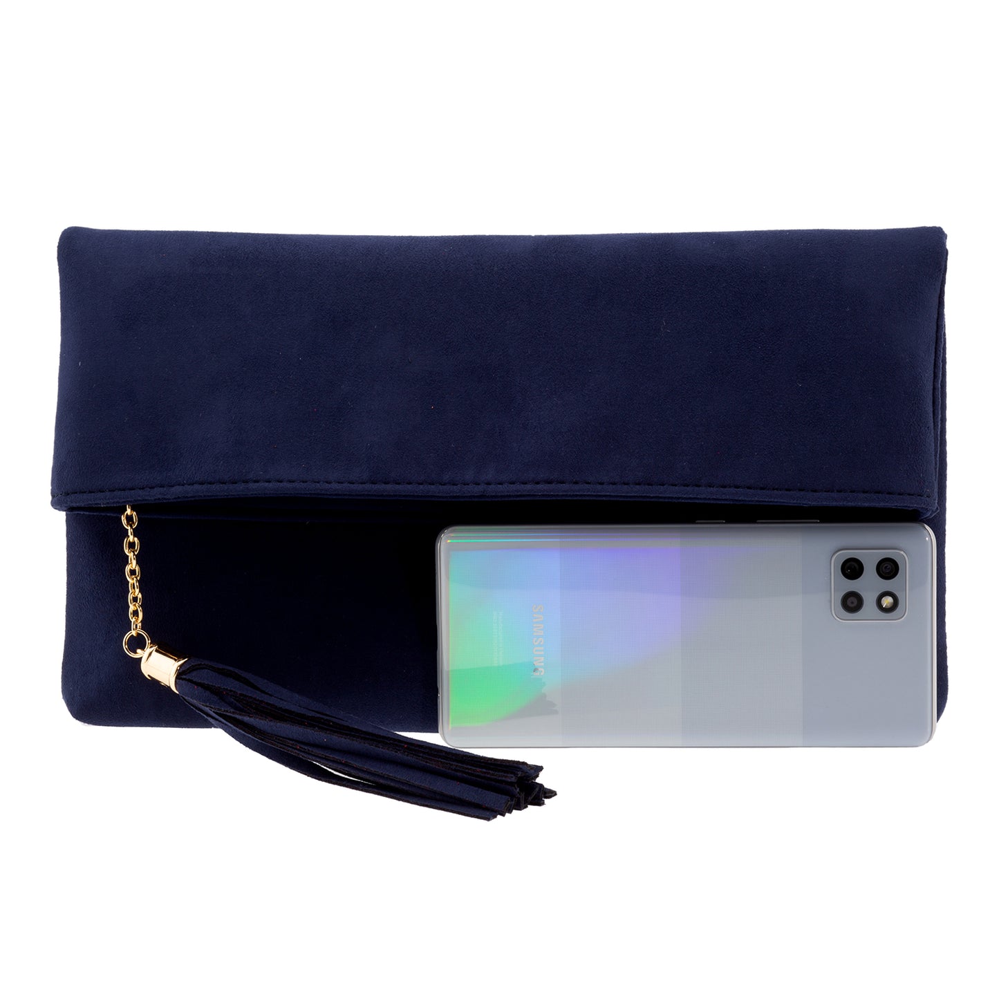 Faux Micro Suede Foldover Clutch