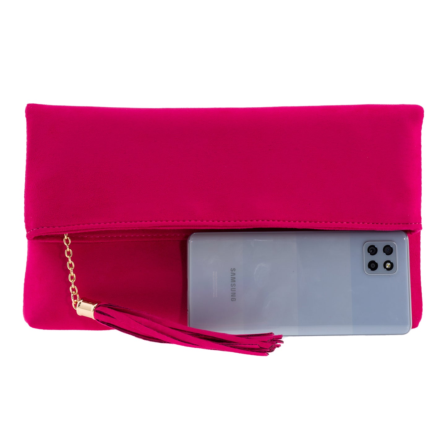 Faux Micro Suede Foldover Clutch