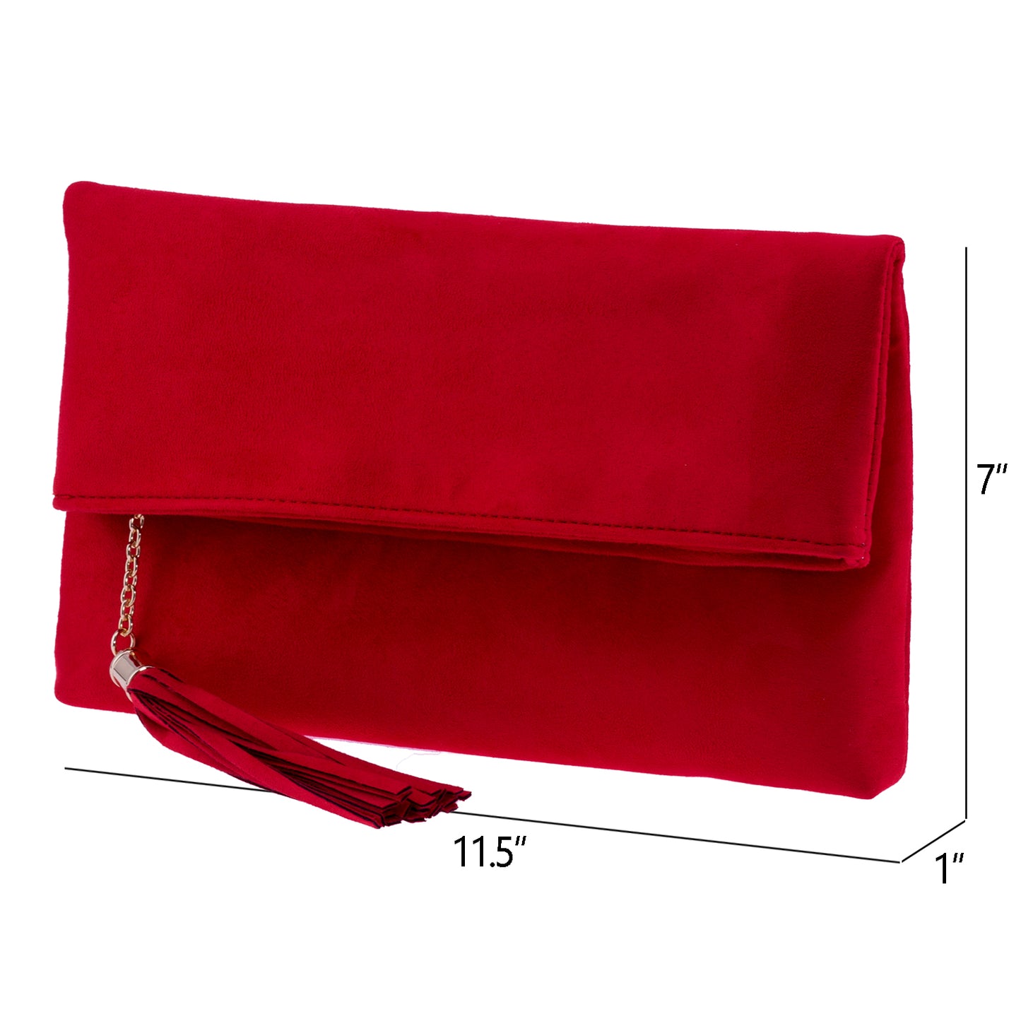 Faux Micro Suede Foldover Clutch