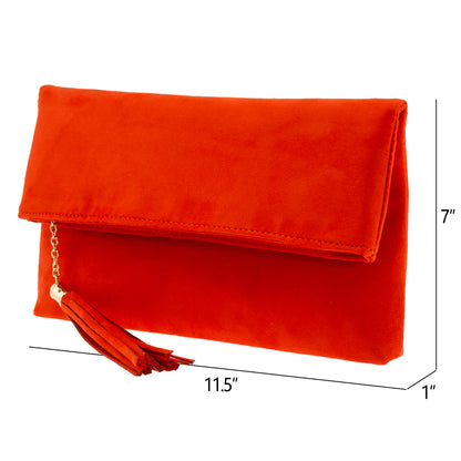 Faux Micro Suede Foldover Clutch