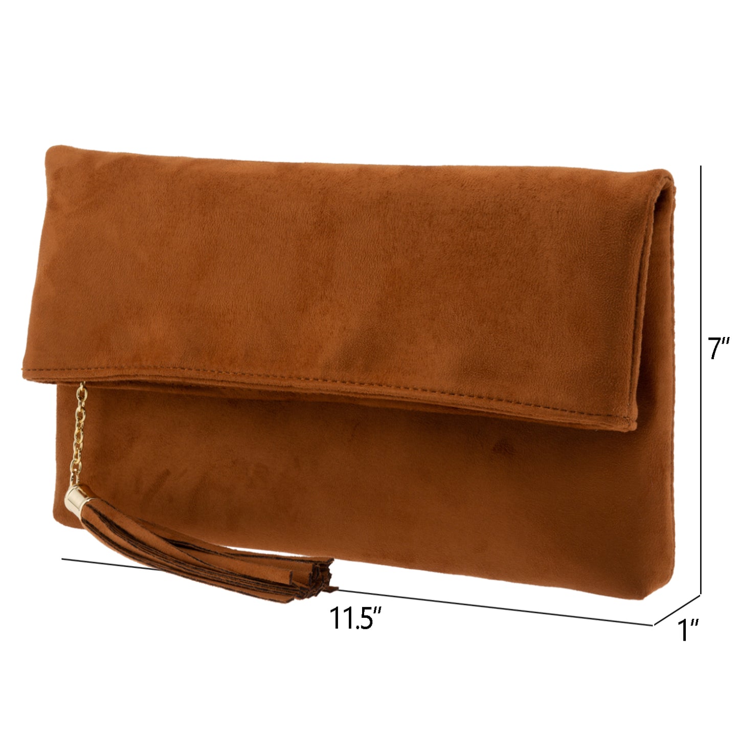 Faux Micro Suede Foldover Clutch