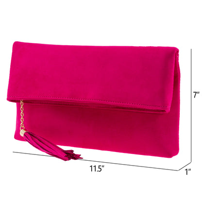 Faux Micro Suede Foldover Clutch