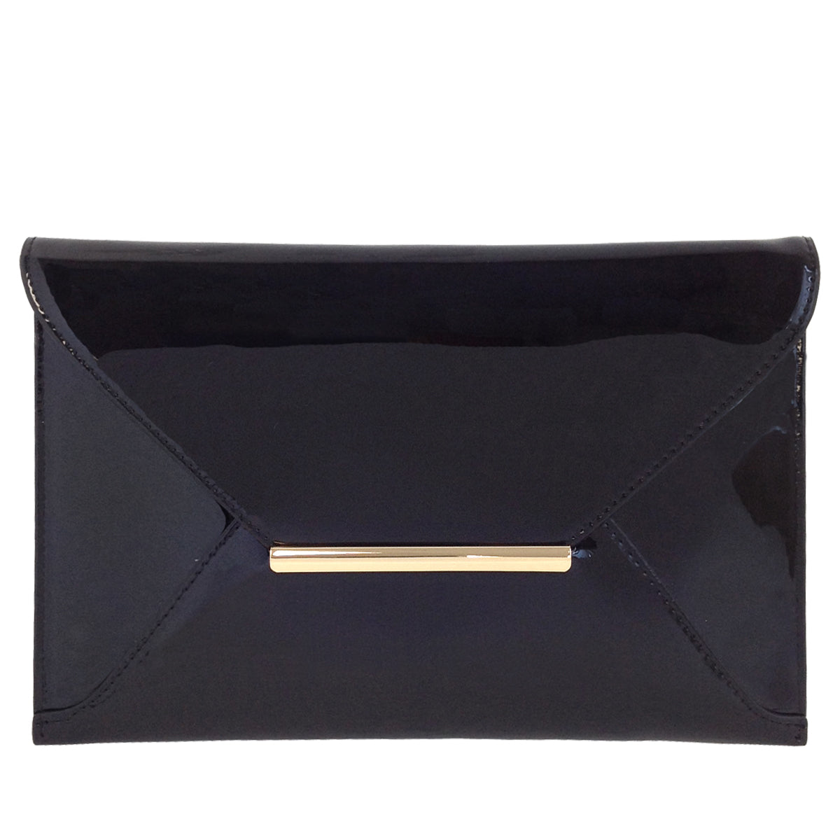 Luxury Black Envelope Bag: Gold Chain Clutch Quality Glossy