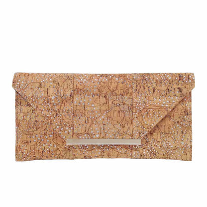 JNB Unique Pattern Laser Cut Cork Envelope Clutch