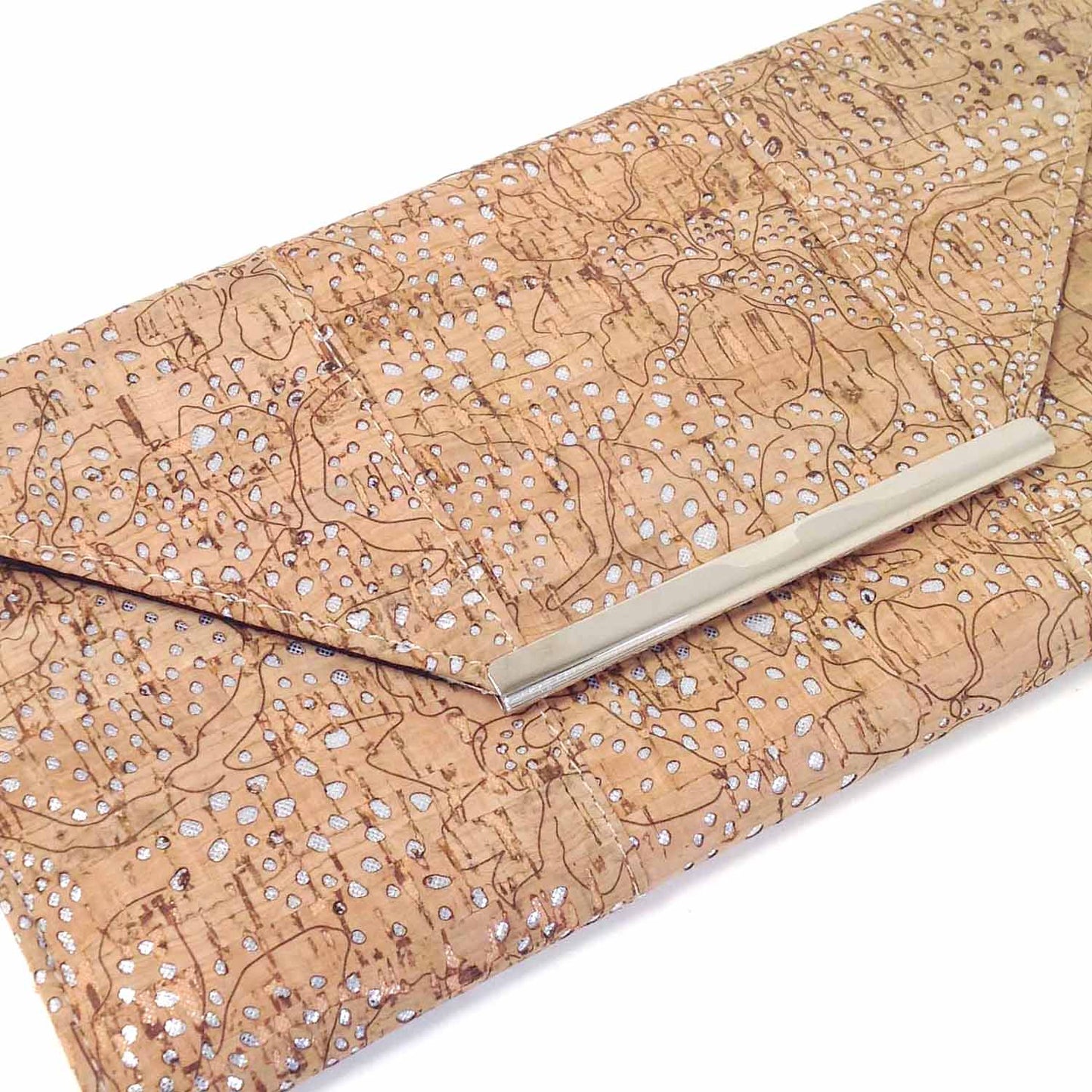 JNB Unique Pattern Laser Cut Cork Envelope Clutch