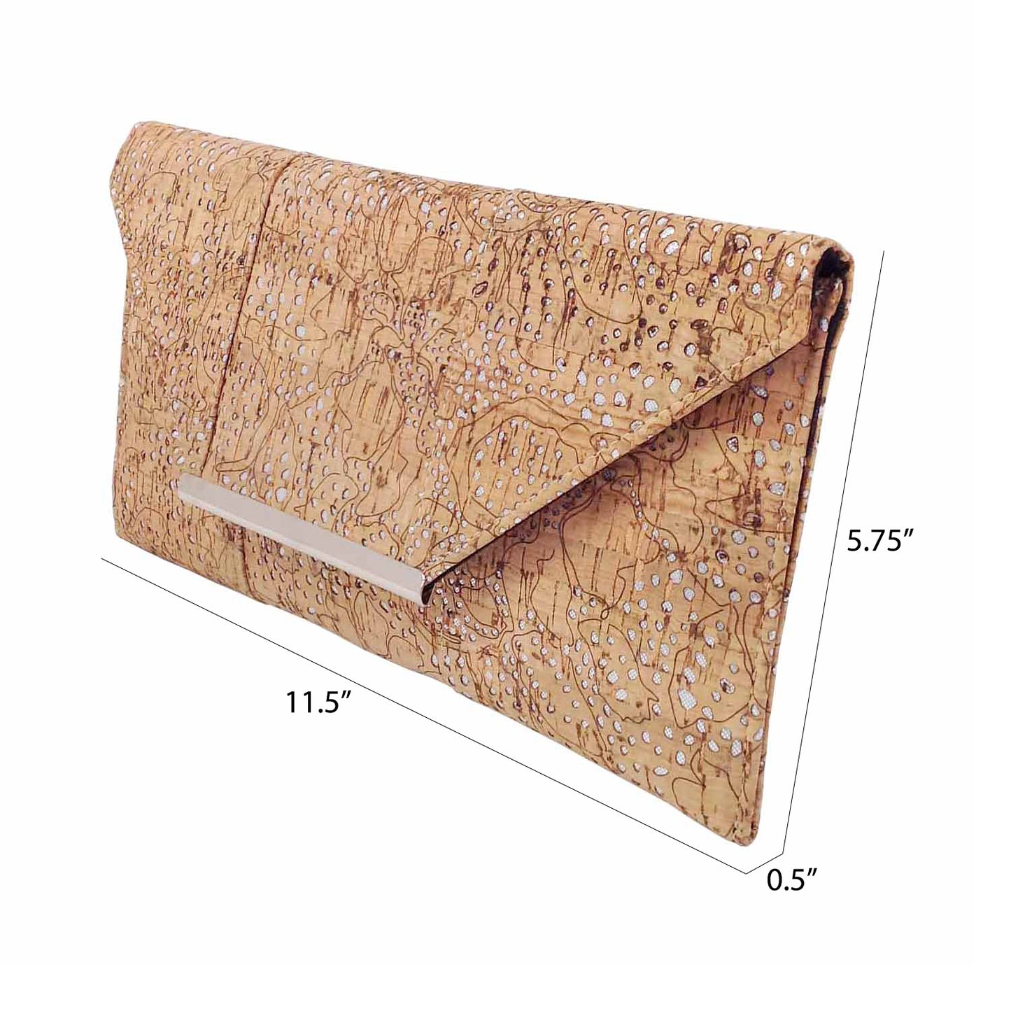 JNB Unique Pattern Laser Cut Cork Envelope Clutch