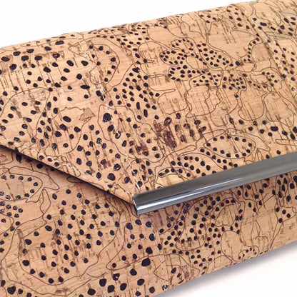 JNB Unique Pattern Laser Cut Cork Envelope Clutch