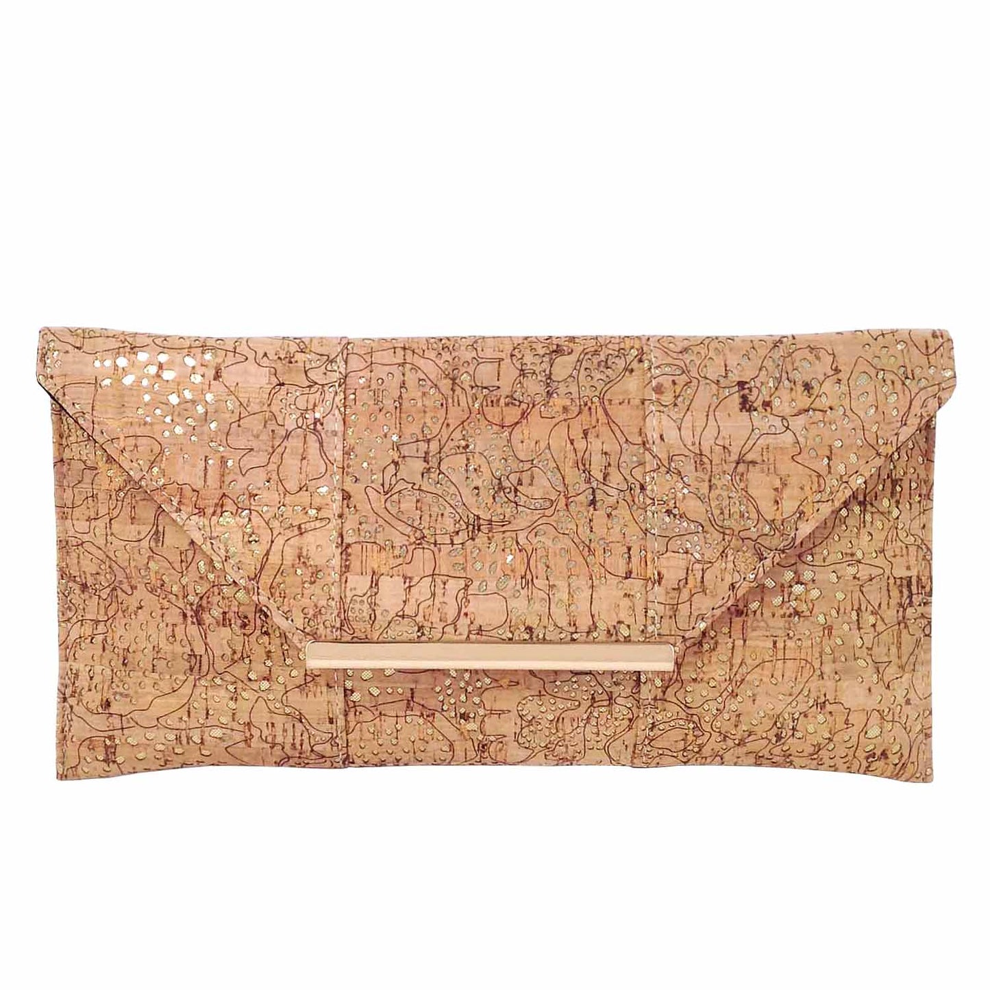 JNB Unique Pattern Laser Cut Cork Envelope Clutch