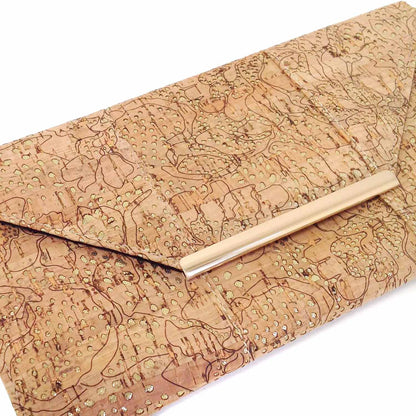 JNB Unique Pattern Laser Cut Cork Envelope Clutch