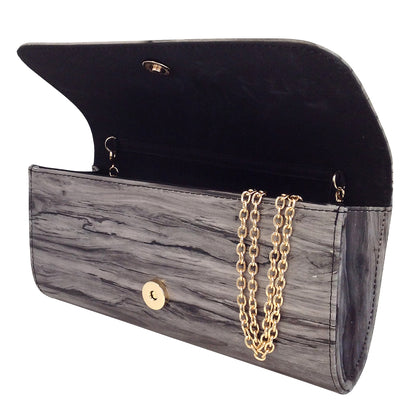 Vintage Wood Pattern Clutch with Bow