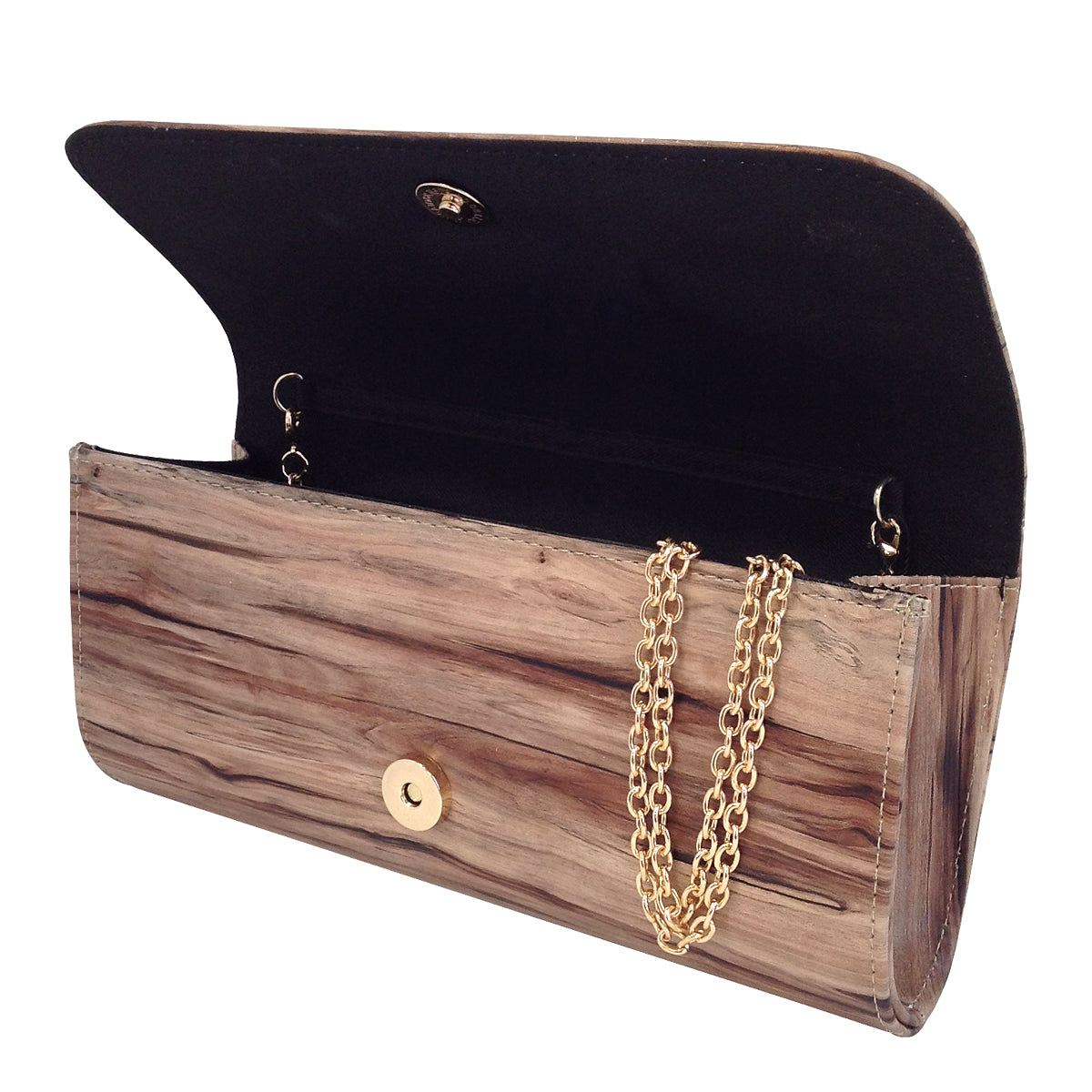 Vintage Wood Pattern Clutch with Bow