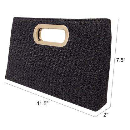 Top Handle Twist Straw Clutch