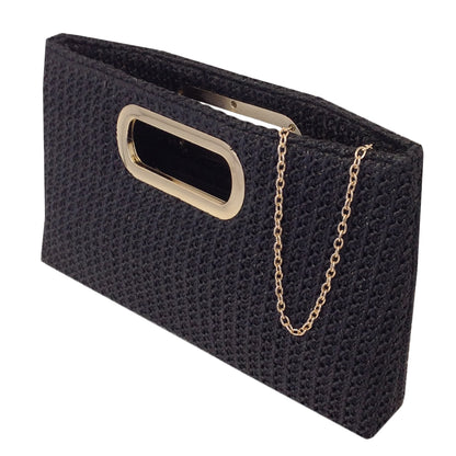 Top Handle Twist Straw Clutch