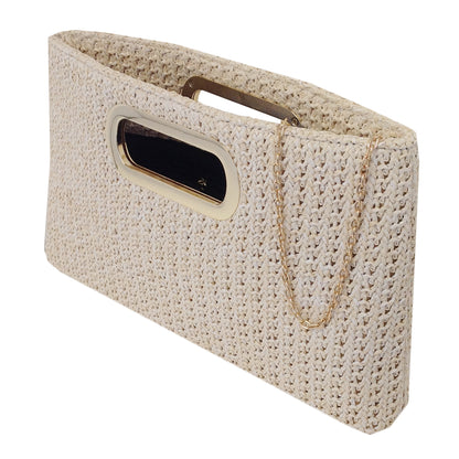 Top Handle Twist Straw Clutch