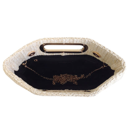 Top Handle Twist Straw Clutch