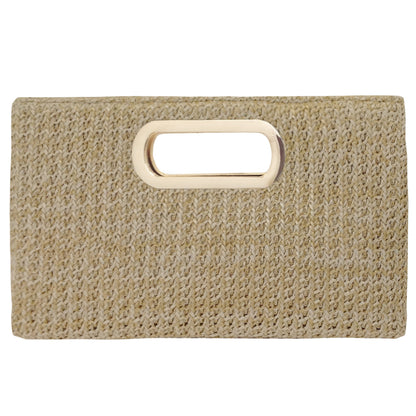 Top Handle Twist Straw Clutch