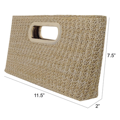 Top Handle Twist Straw Clutch