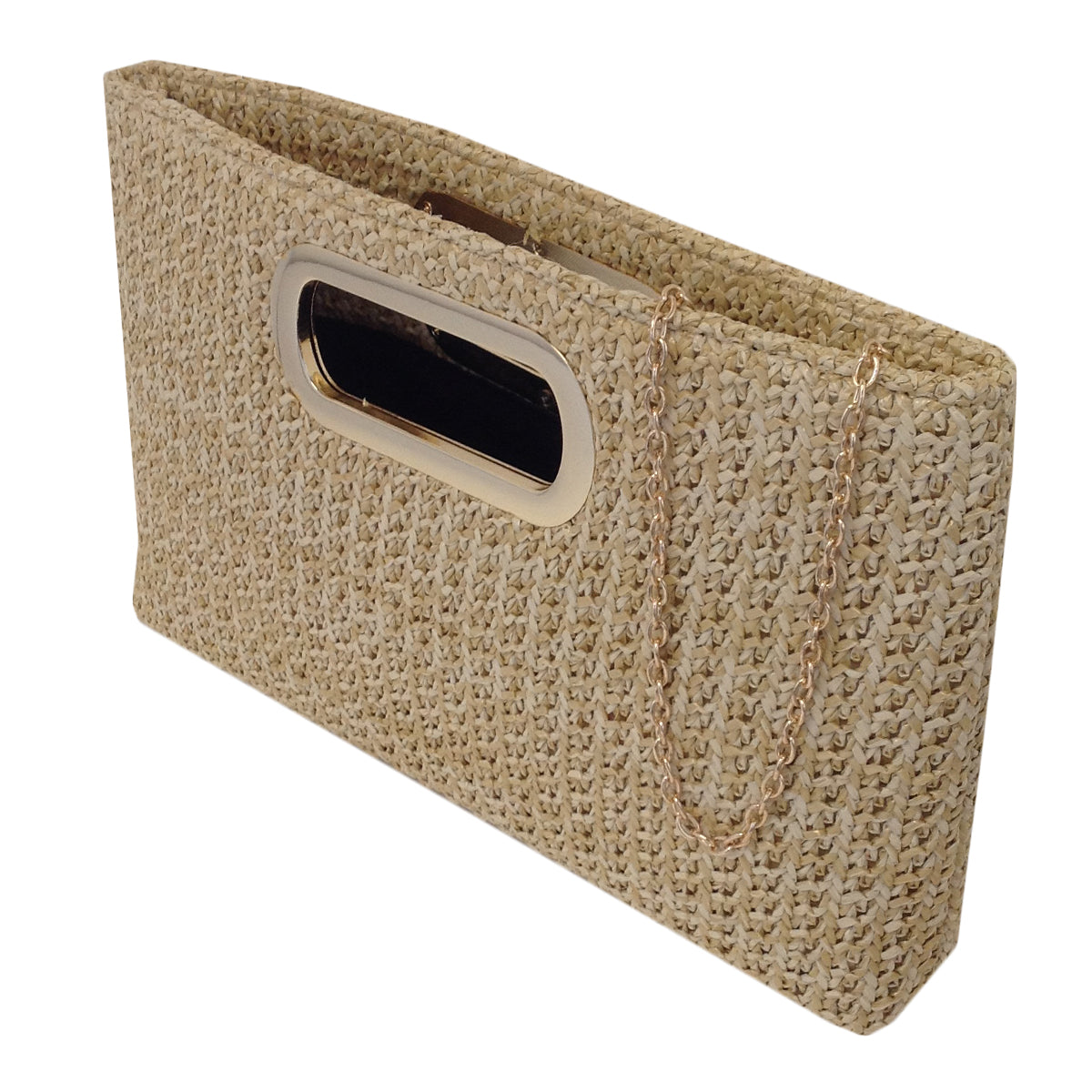 Top Handle Twist Straw Clutch