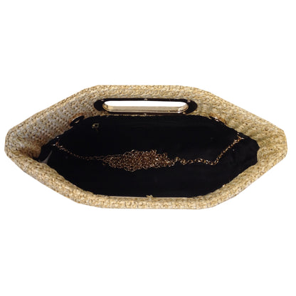 Top Handle Twist Straw Clutch