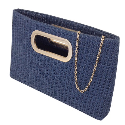 Top Handle Twist Straw Clutch