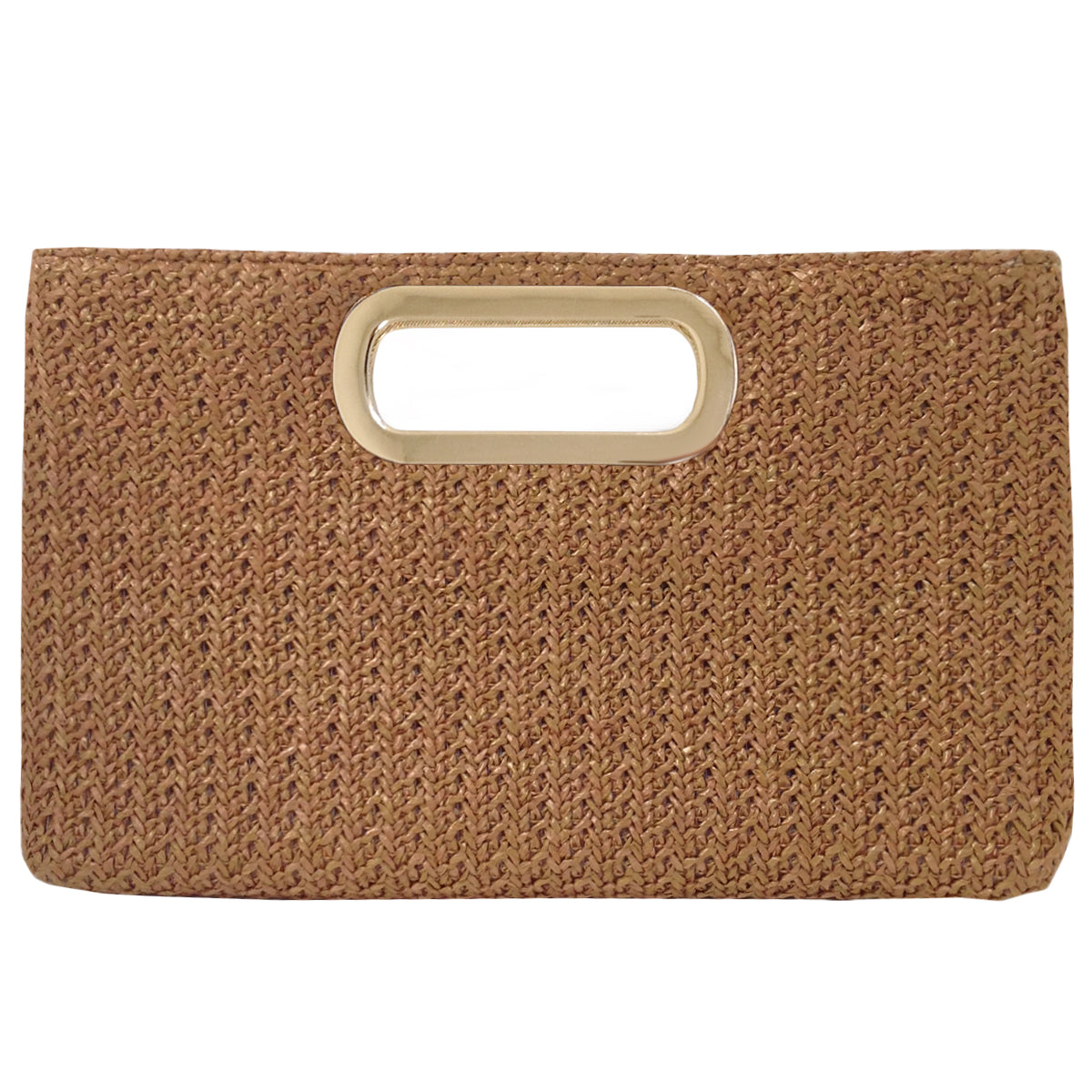 Top Handle Twist Straw Clutch