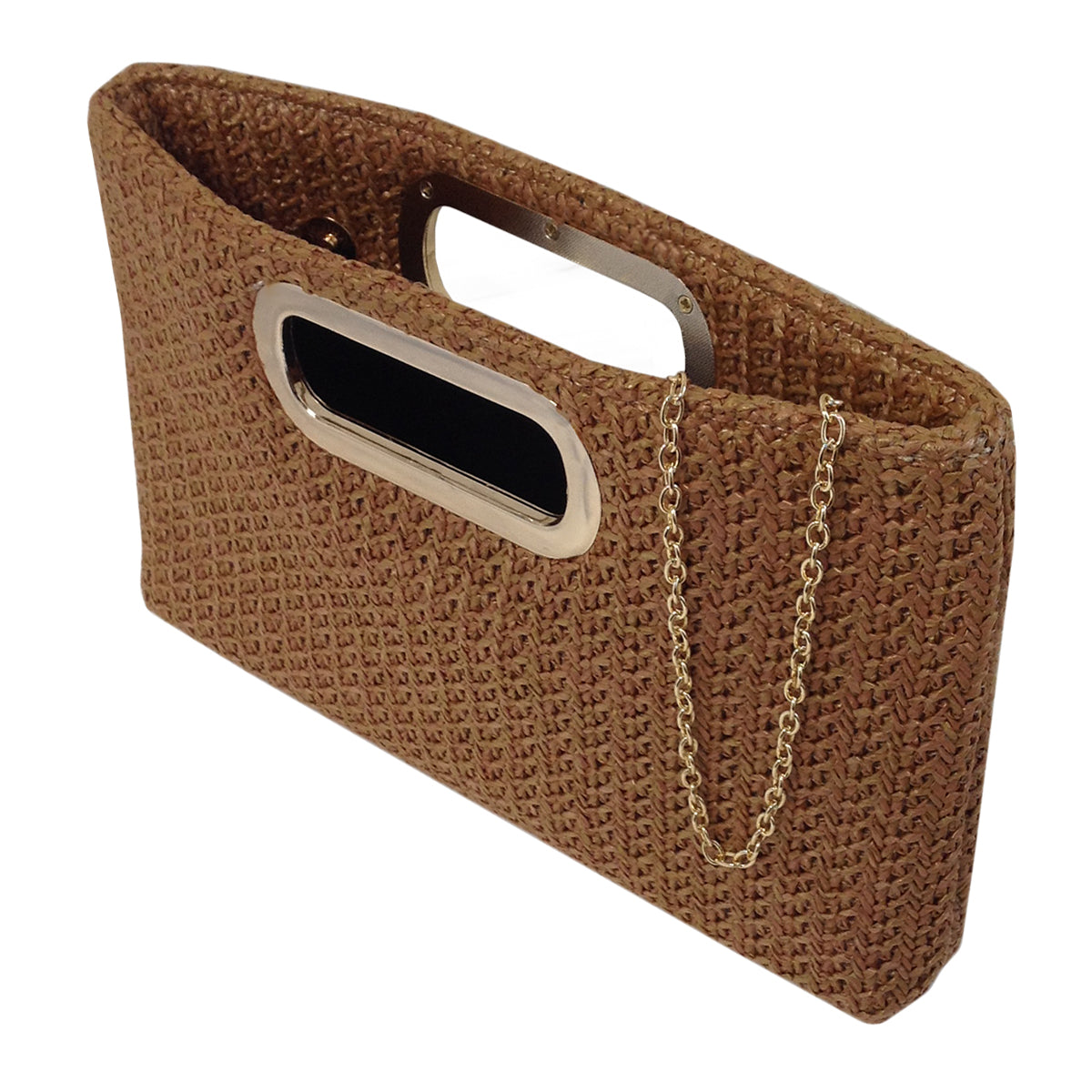 Top Handle Twist Straw Clutch