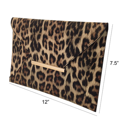 Synthetic Leather Flat Envelope Leopard Print Clutch