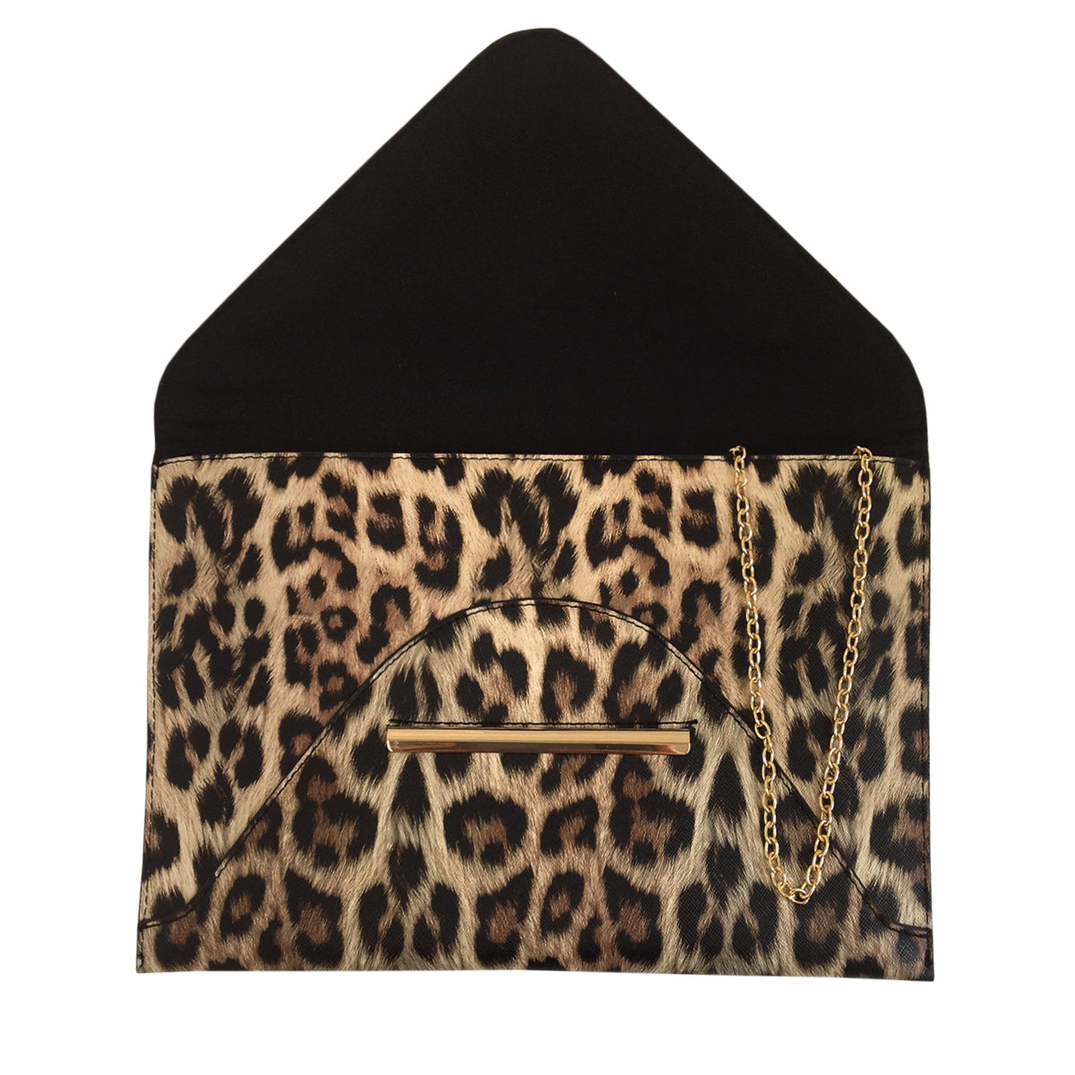 Synthetic Leather Flat Envelope Leopard Print Clutch