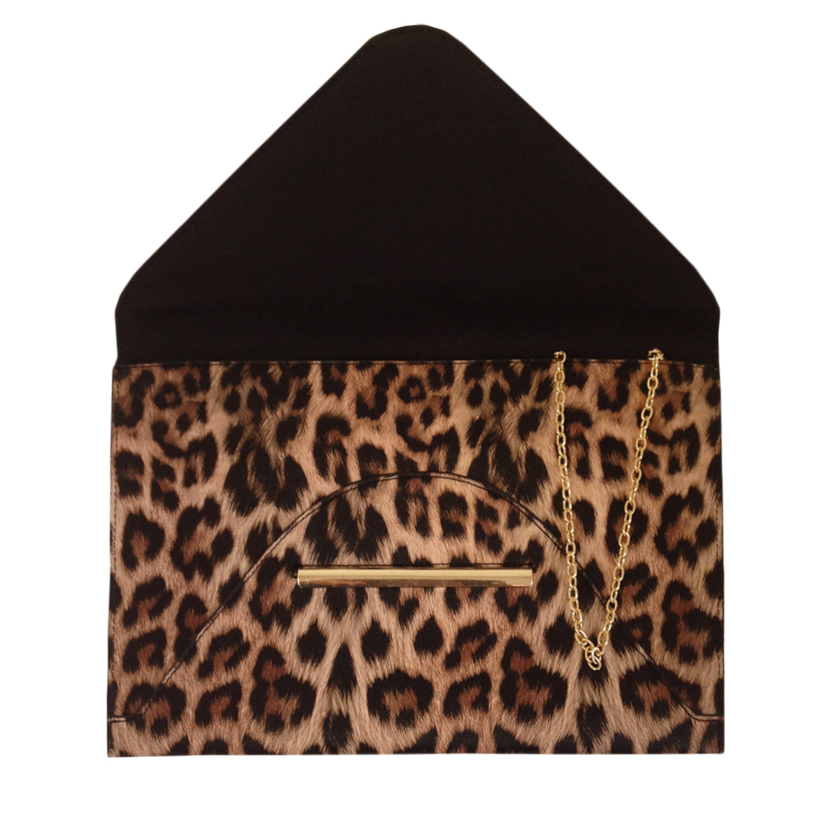 Synthetic Leather Flat Envelope Leopard Print Clutch